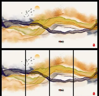 新中式抽象意境水墨画图片