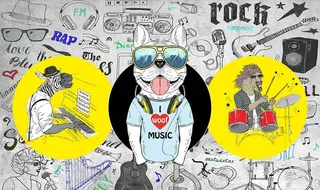 潮流时尚动物音乐背景墙图片