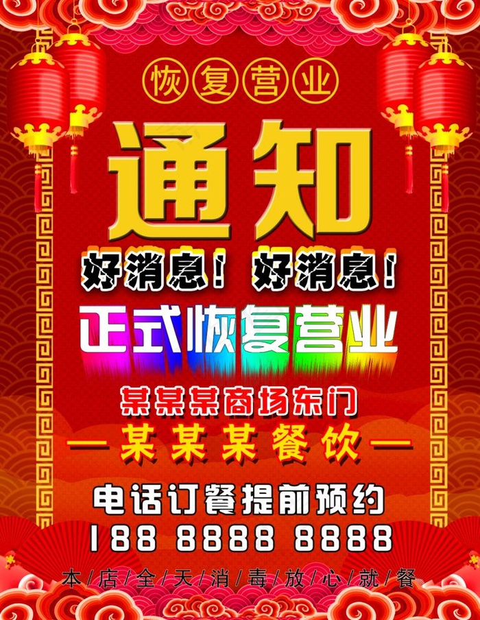 恢复营业 通知图片(4724X6299(DPI:200))psd模版下载