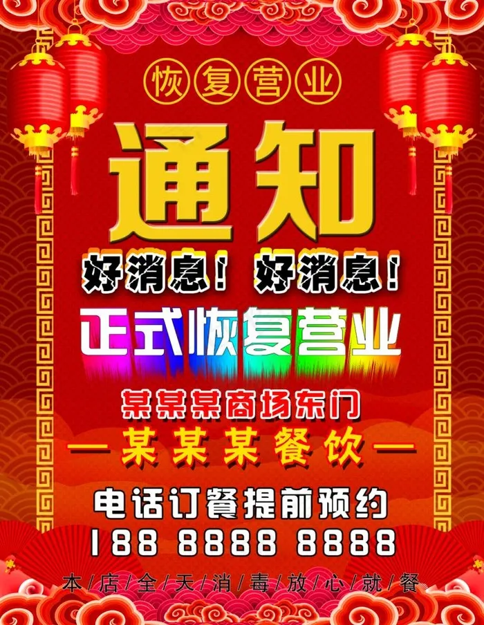 恢复营业 通知图片(4724X6299(DPI:200))psd模版下载