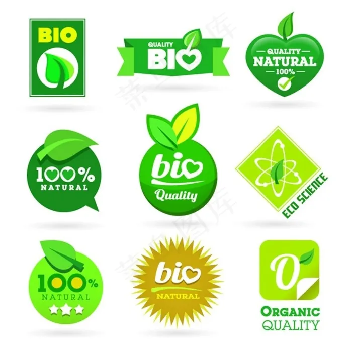 绿色环保标签图片ai矢量模版下载