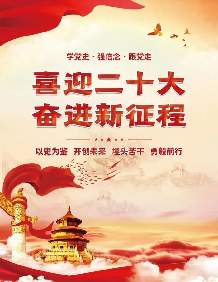 大气喜迎党的二十大党建海报图片