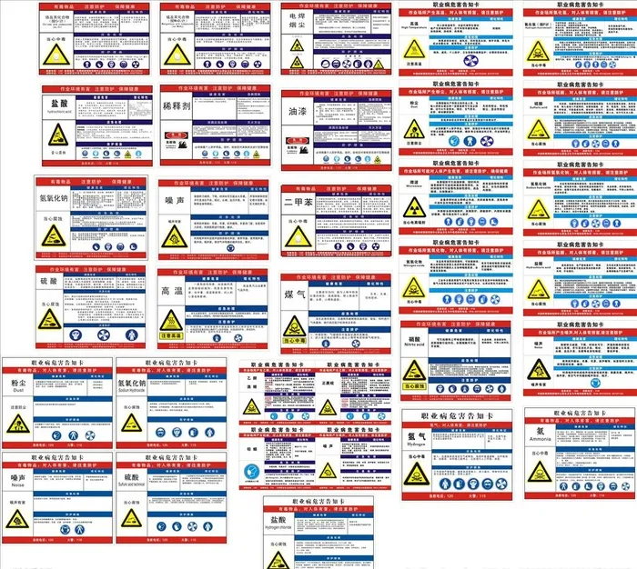 告知牌 粉尘 噪音 职业病危害图片cdr矢量模版下载