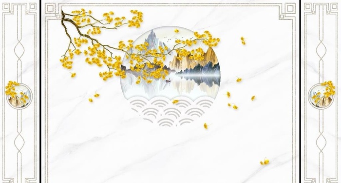 新中式银杏叶背景图片(11900x6800)
