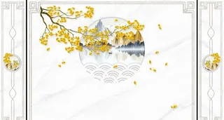 新中式银杏叶背景图片