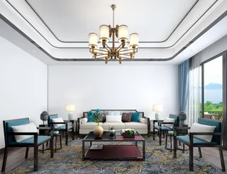 现代新中式效果图 PSD分层室图片