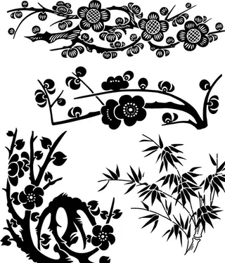 梅花 竹子 矢量图案图片