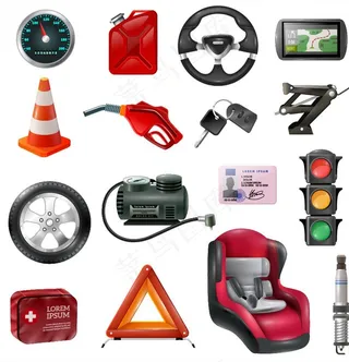 多款交通运输工具配件矢量素材图片