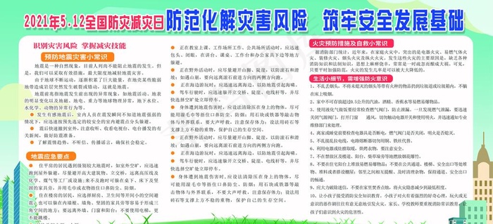2021年防灾减灾日宣传栏图片psd模版下载