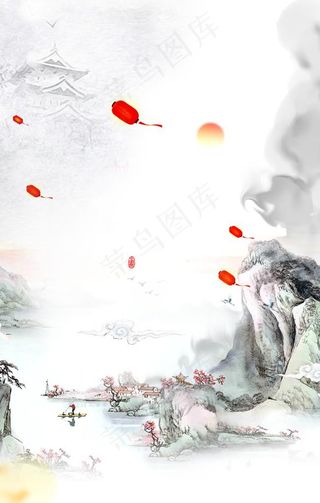 中国风水墨山水画图片