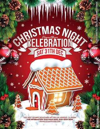 圣诞小屋拼图圣诞创意海报图片