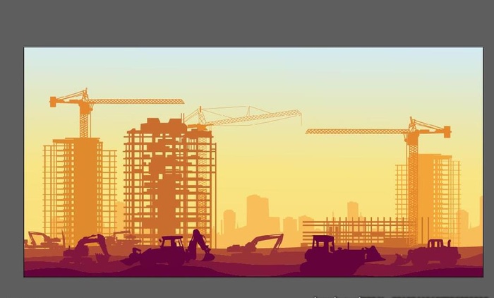 建筑工地剪影图片ai矢量模版下载