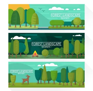 小清新户外树林插画图片