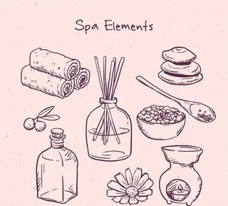 9款手绘spa元素矢量素材图片