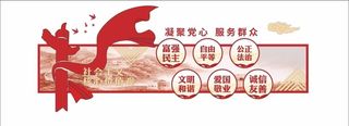 党建文化墙核心价值观图片