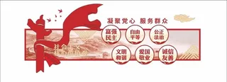 党建文化墙核心价值观图片