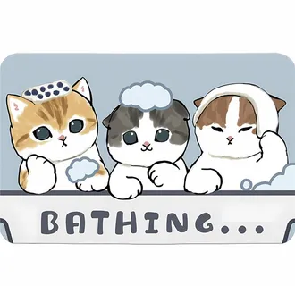 日式卡通猫咪地垫浴室地垫装饰图片