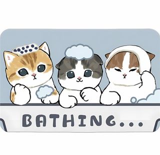 日式卡通猫咪地垫浴室地垫装饰图片