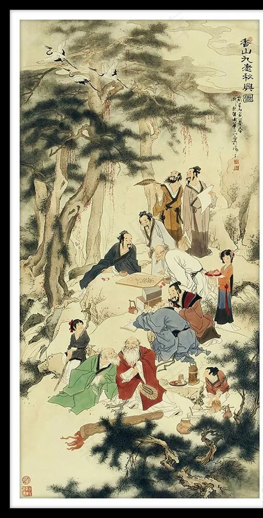 工笔水墨国画仕女图图片(5123x10223)psd模版下载