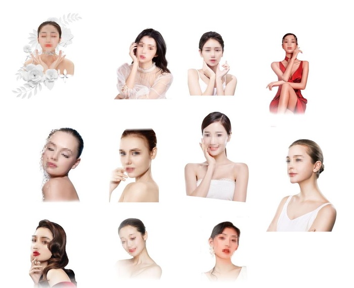 美容人物透明底抠图图片cdr矢量模版下载
