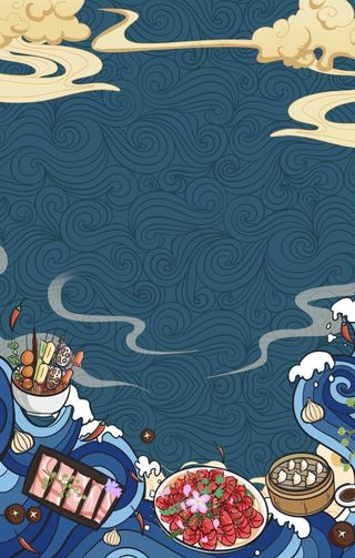 美食国潮背景图片