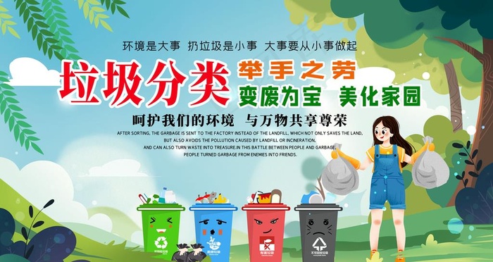 垃圾分类图片psd模版下载
