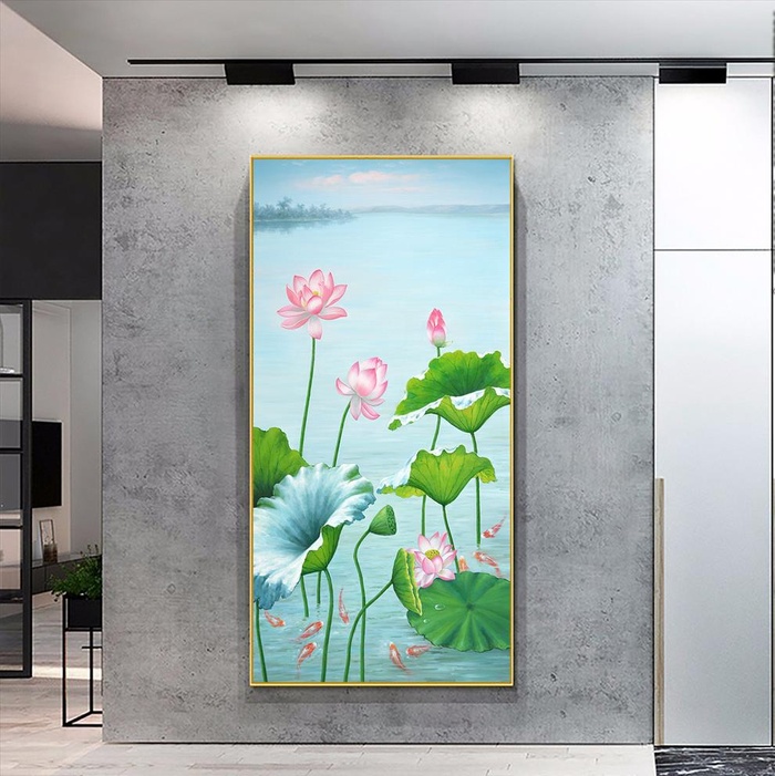 中式荷花玄关画图片
