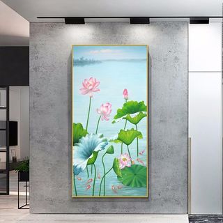 中式荷花玄关画图片