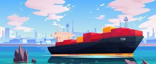 航运船创意插画图片