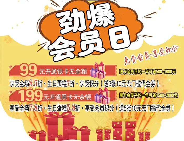 劲爆会员日海报吊旗图片psd模版下载