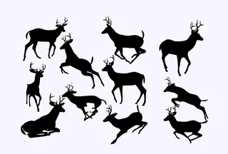 黑色动物鹿剪影设计素材图片