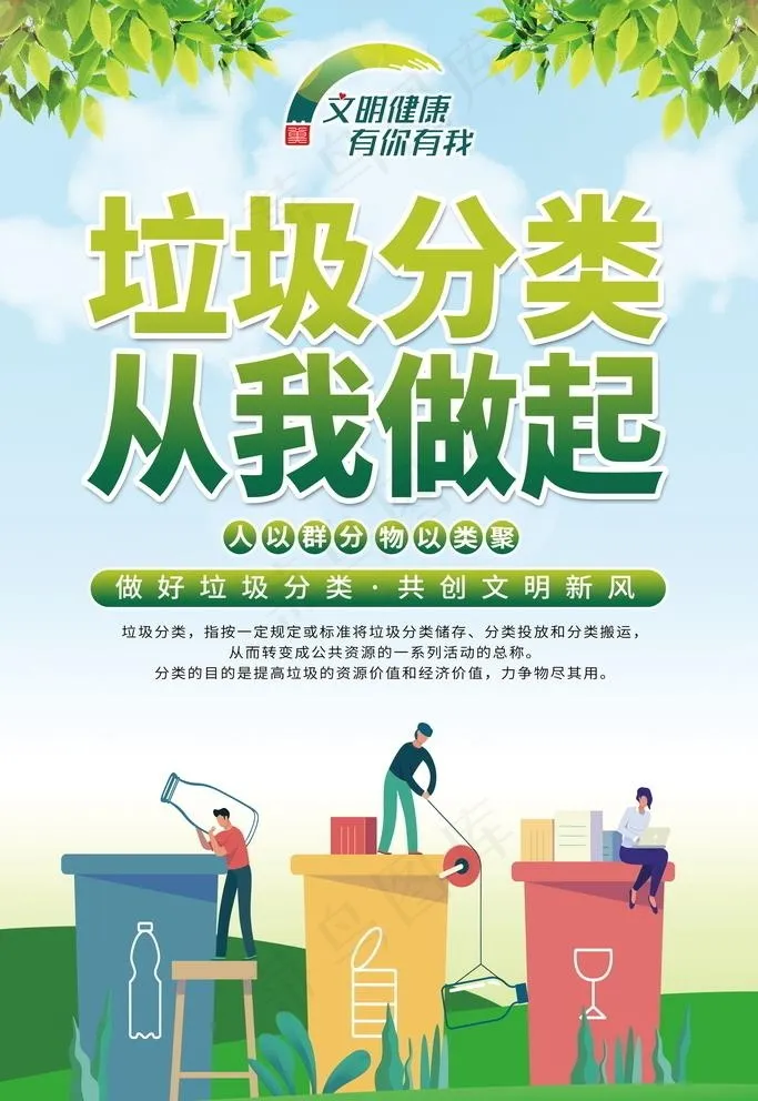 垃圾分类图片psd模版下载