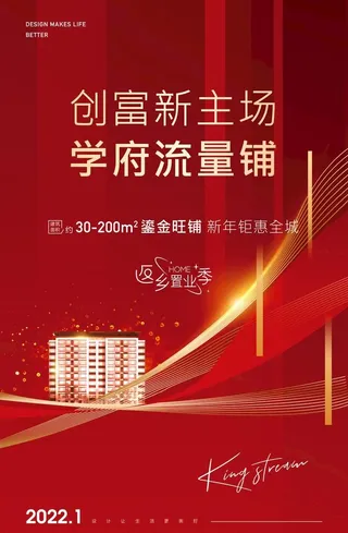 地产红色红金海报展板图片