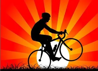 落日下的自行车运动矢量素材图片