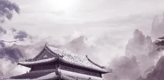 中国风水墨江山古代建筑古城古楼图片