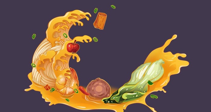 国潮美食插画风海报素材图片