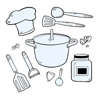 线描厨房厨具图片