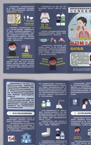 新冠肺炎家庭成员发热症状三折页图片