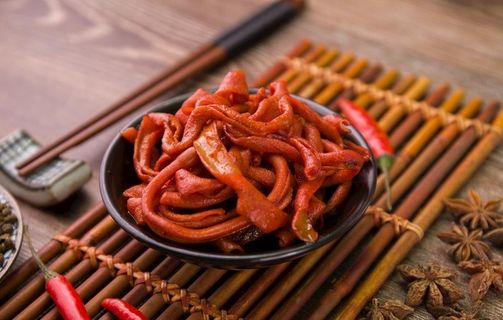 红油鸭肠美食图片