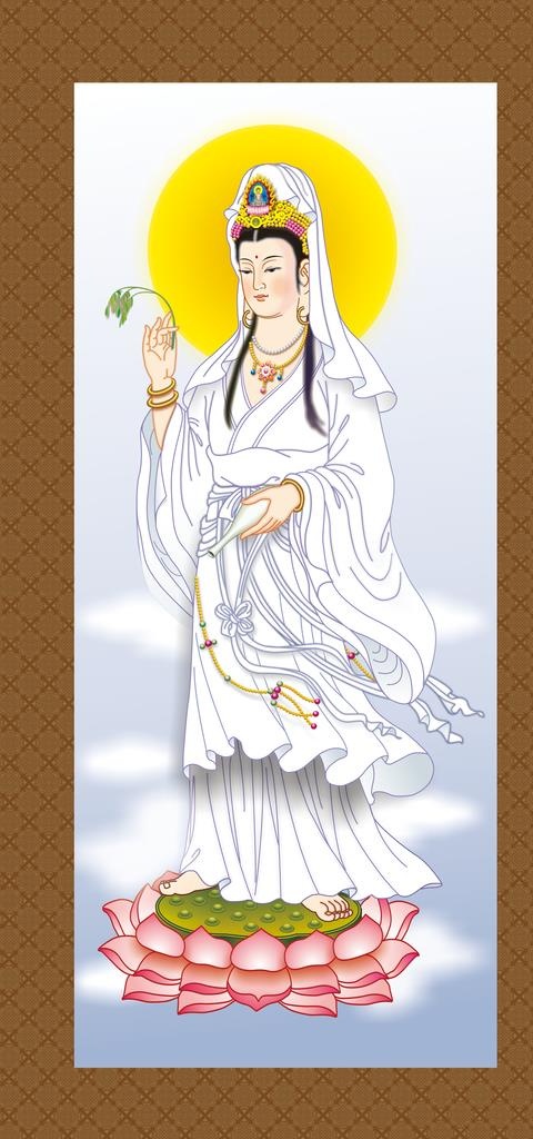 观世音菩萨  佛像画图片(1701x3402)psd模版下载