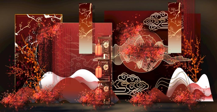 新中式婚礼  图片(3937x2174)psd模版下载