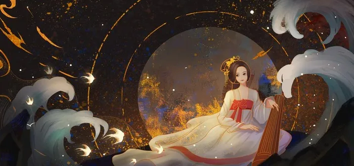 古风国潮美女琵琶壁纸 图片(4000x2000)psd模版下载