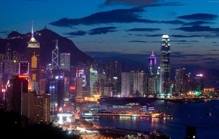 维多利亚港夜景图片