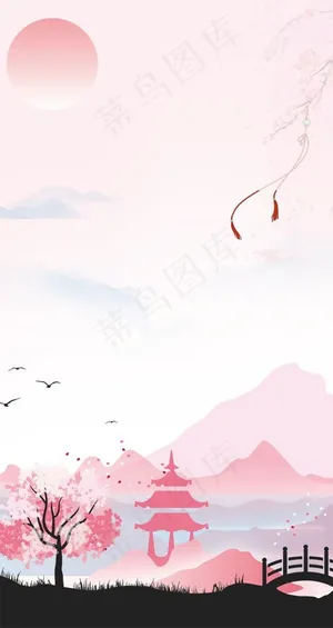 粉色樱花背景图片