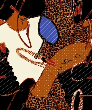 链条豹纹乱花图片