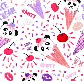 卡通熊猫四面连续图片