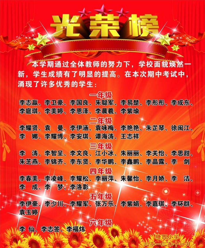 学生成绩光荣榜图片