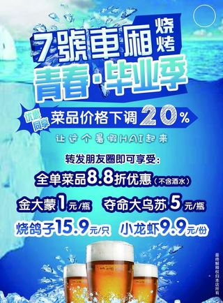 冰爽海报 冰块啤酒图片