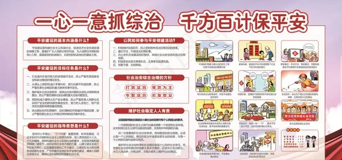 平安建设展板   漫画图片
