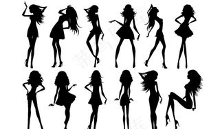 矢量时尚女性剪影图片
